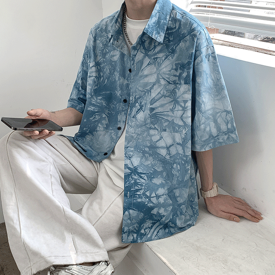 Tie Dye Pattern Short Sleeve Shirt - nightcity clothing