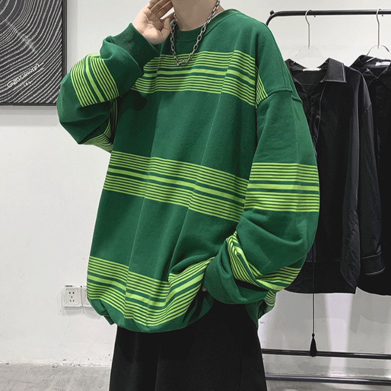 Drop Shoulder Multi-Width Striped Lightweight Sweatshirt - nightcity clothing