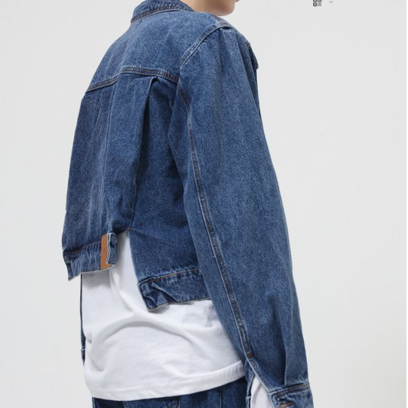 Asymmetric Cropped Slim Denim Jacket - nightcity clothing