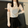 Skinny Roll Neck Knit Top with Arm Cut-Outs - nightcity clothing