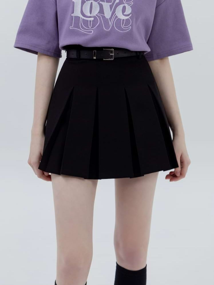 Pleated High Waist Mini Skirt