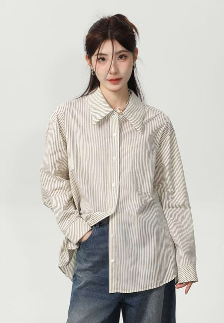 Slim Pinstripe Pocketed Button Shirt
