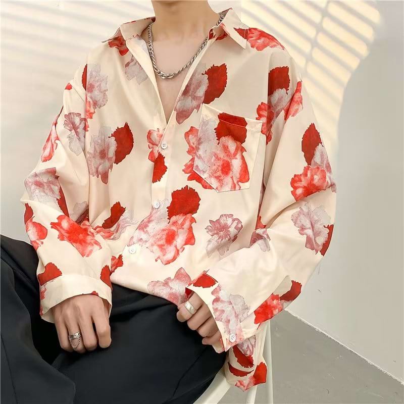 Petals Print Long Sleeve Button Shirt