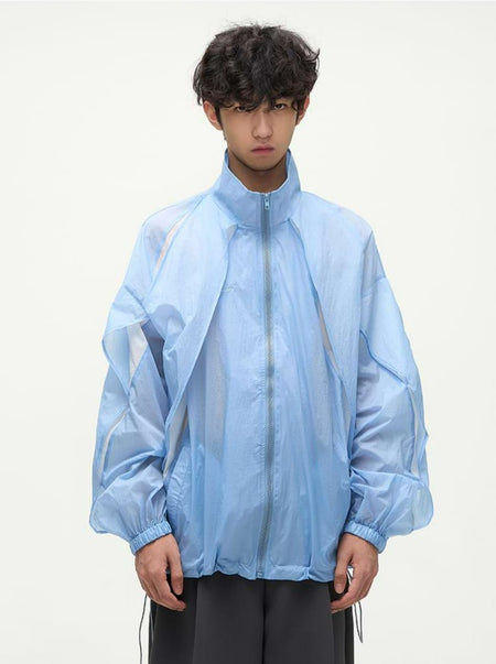 Color Block High Collar Windbreaker