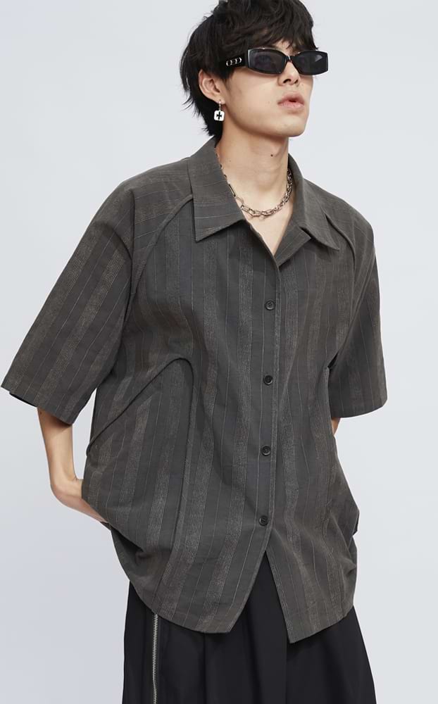 Textured Stripe Button Shirt