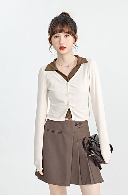 Mock Two-Piece Cropped Cardigan