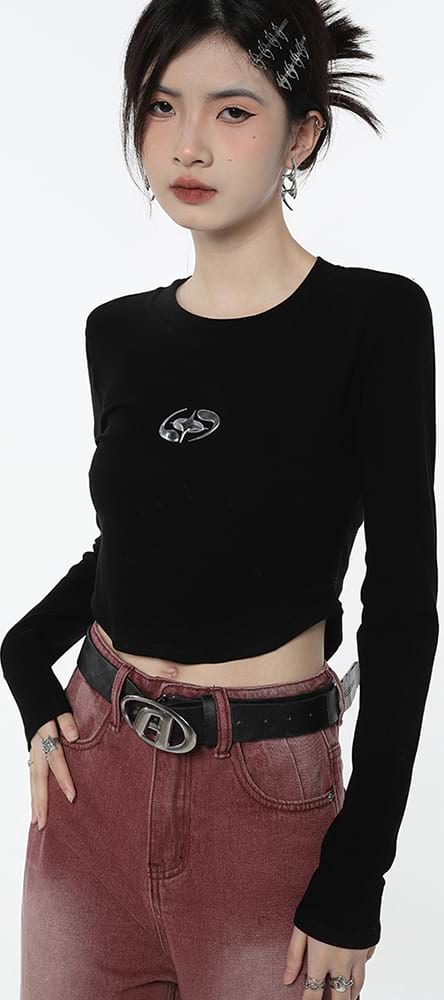 Star Long Sleeve Crop Top