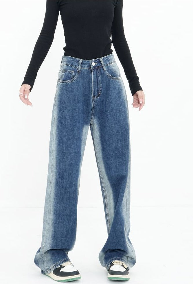 Faded Side Stripe Straight Jeans - nightcity clothing