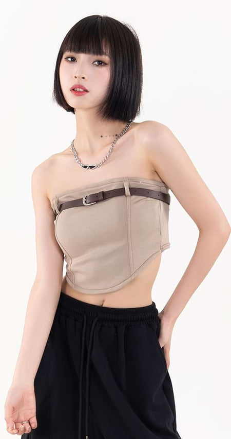 U Hem Belted Chest Strap Tube Top