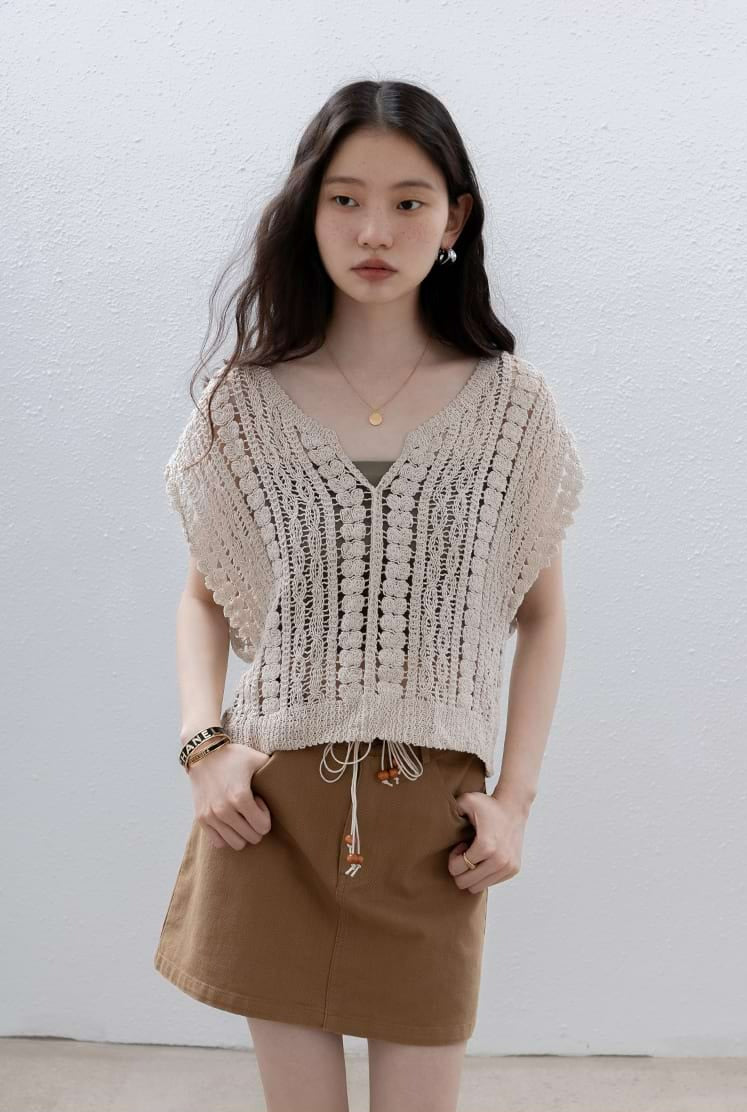 Open Knit Crochet Vest