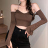 Chain-Link Halter Off Shoulder Bustier Top - nightcity clothing
