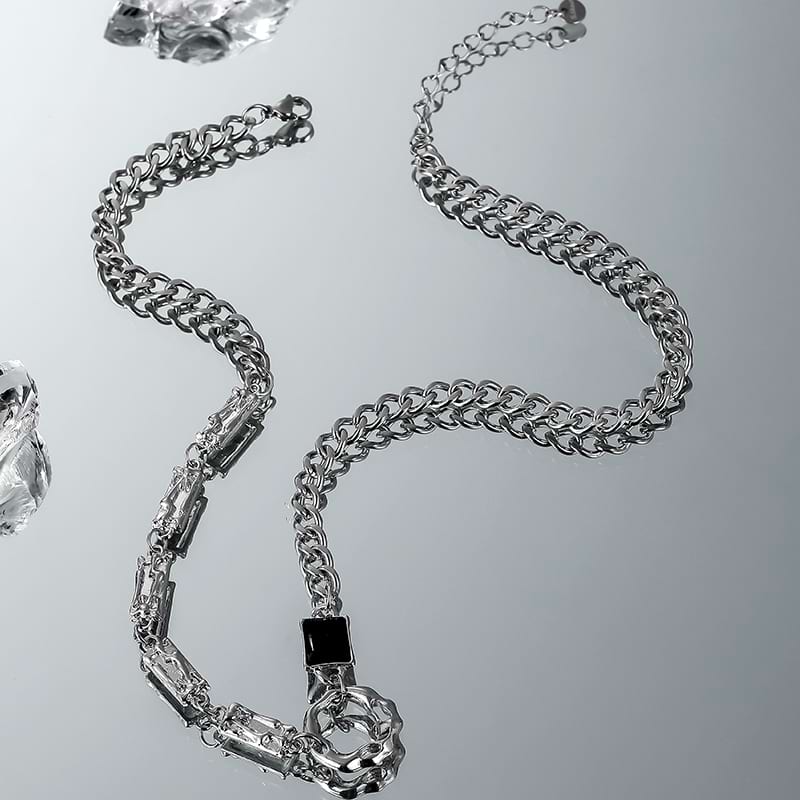 Asymmetric Chain Necklace with Ring Pendant