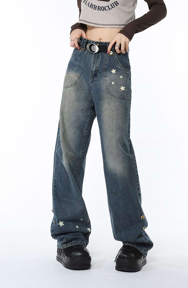 Star Wide Faded Jeans