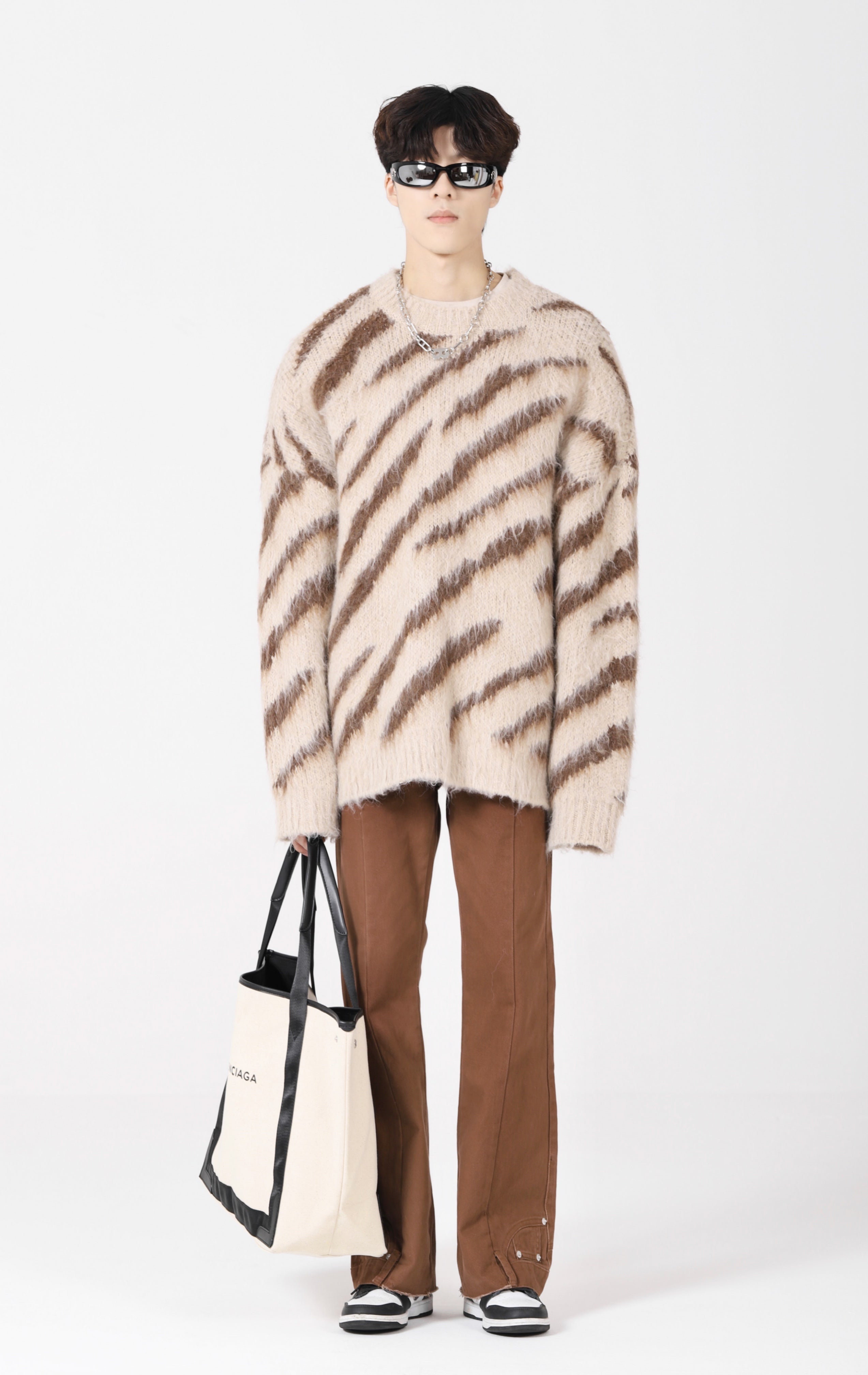 Zebra Print Fuzzy Sweater - nightcity clothing