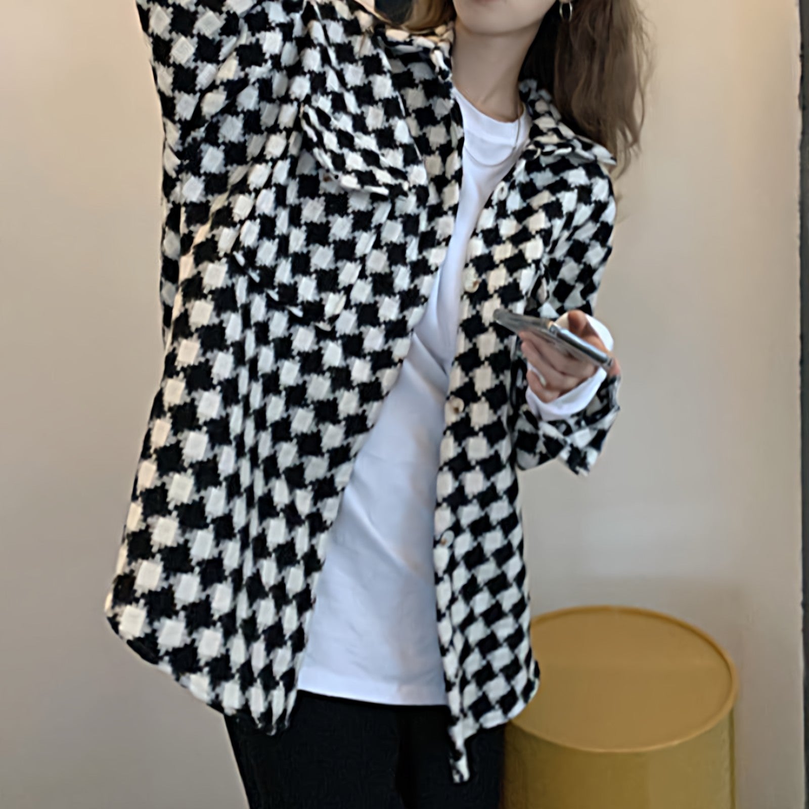 Oversized Argyle Checkerboard Overshirt - nightcity clothing