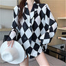 Oversized Argyle Check Extra-Lightweight Blazer Coat - nightcity clothing