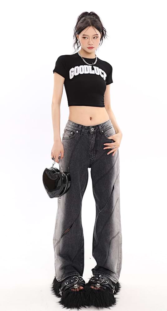 Faded Cutout Side-Stripe Jeans - nightcity clothing