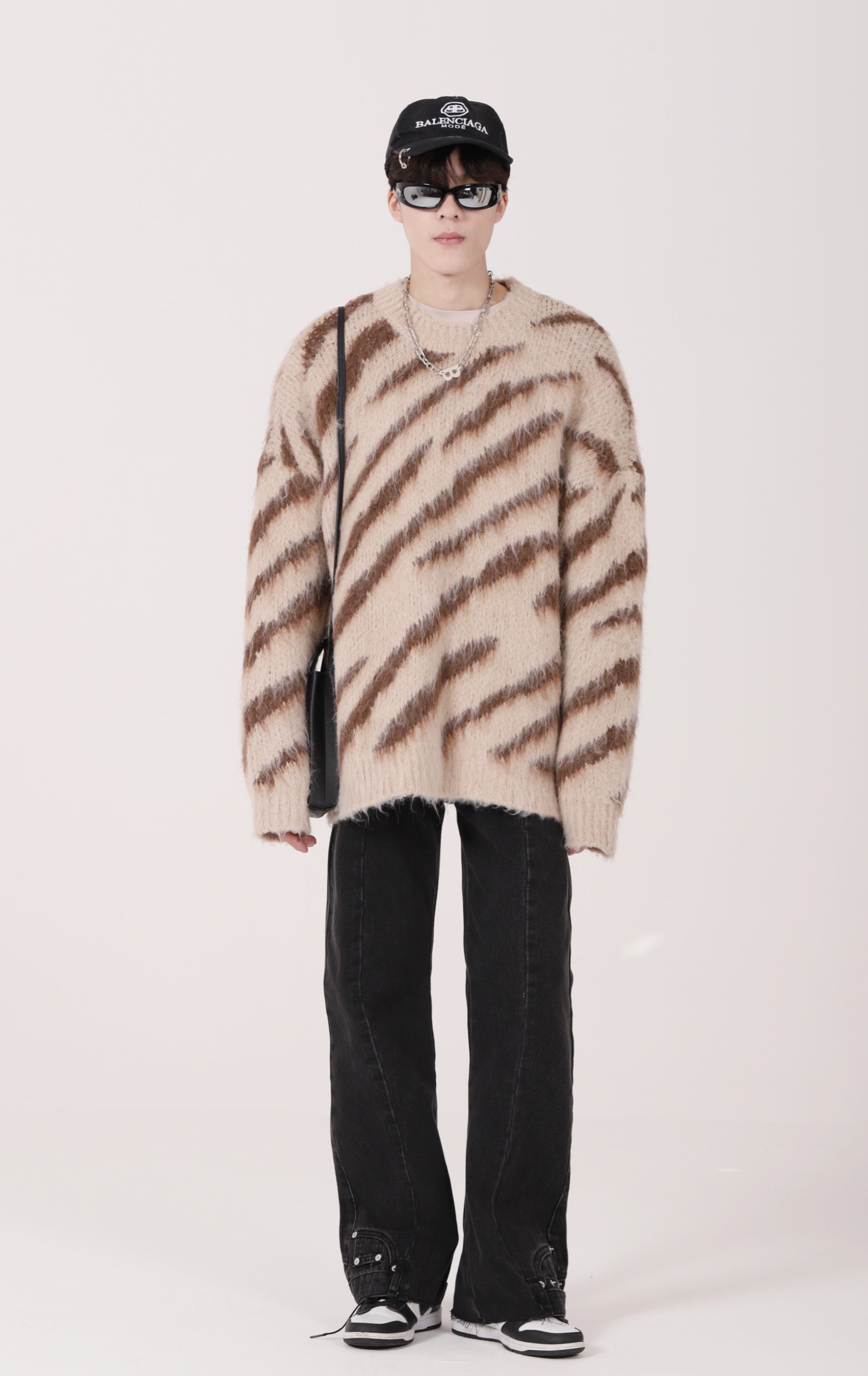 Zebra Print Fuzzy Sweater - nightcity clothing