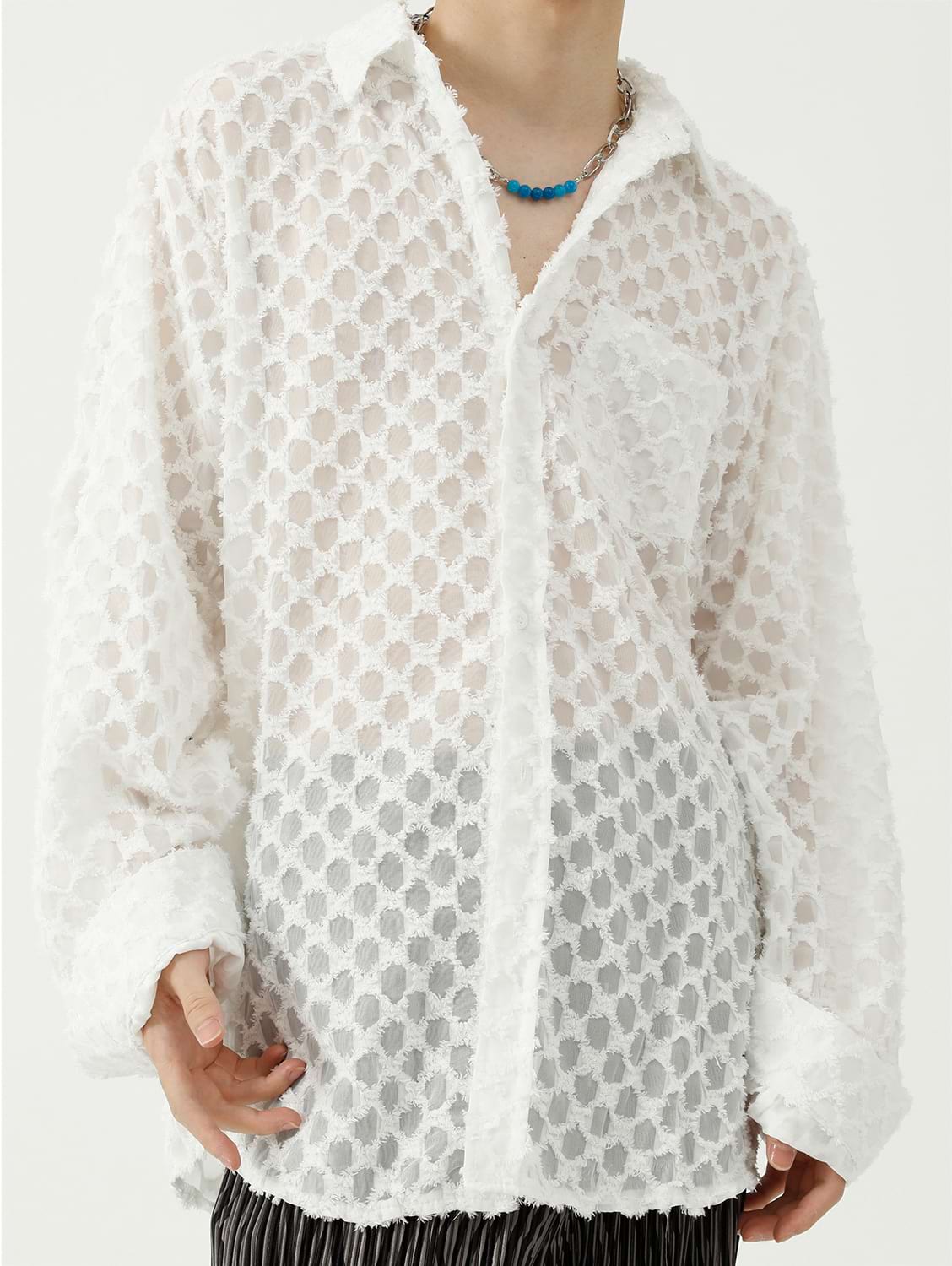 Checker Sheer Translucent Shirt - nightcity clothing