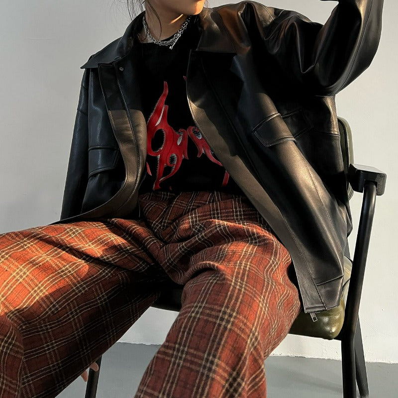 Faux Leather Oversized Jacket