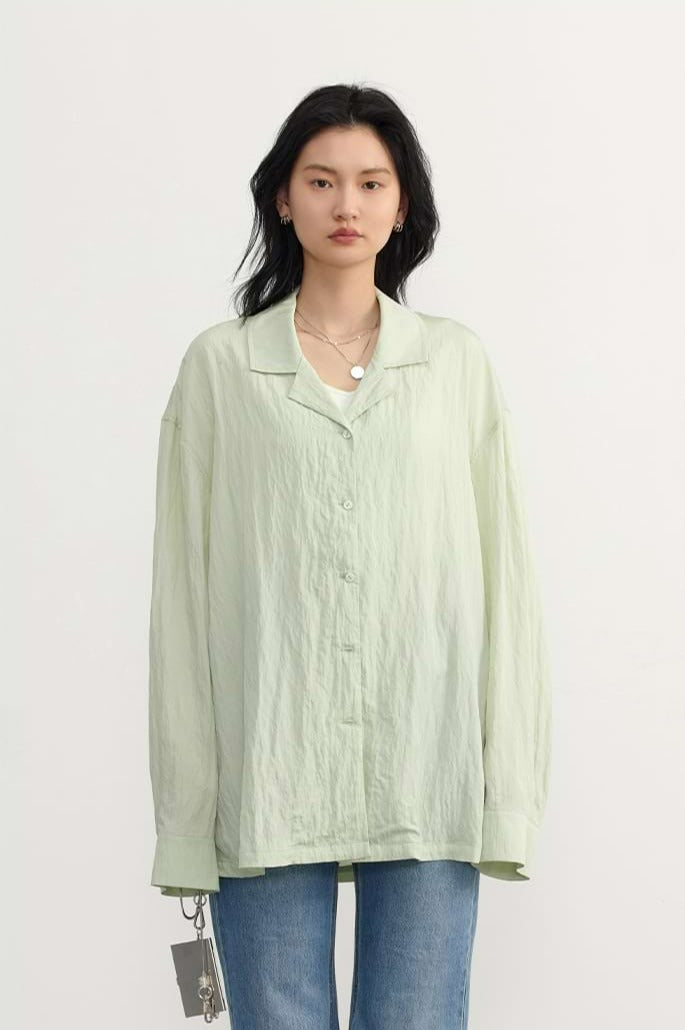 Oversized Crimped Button Shirt