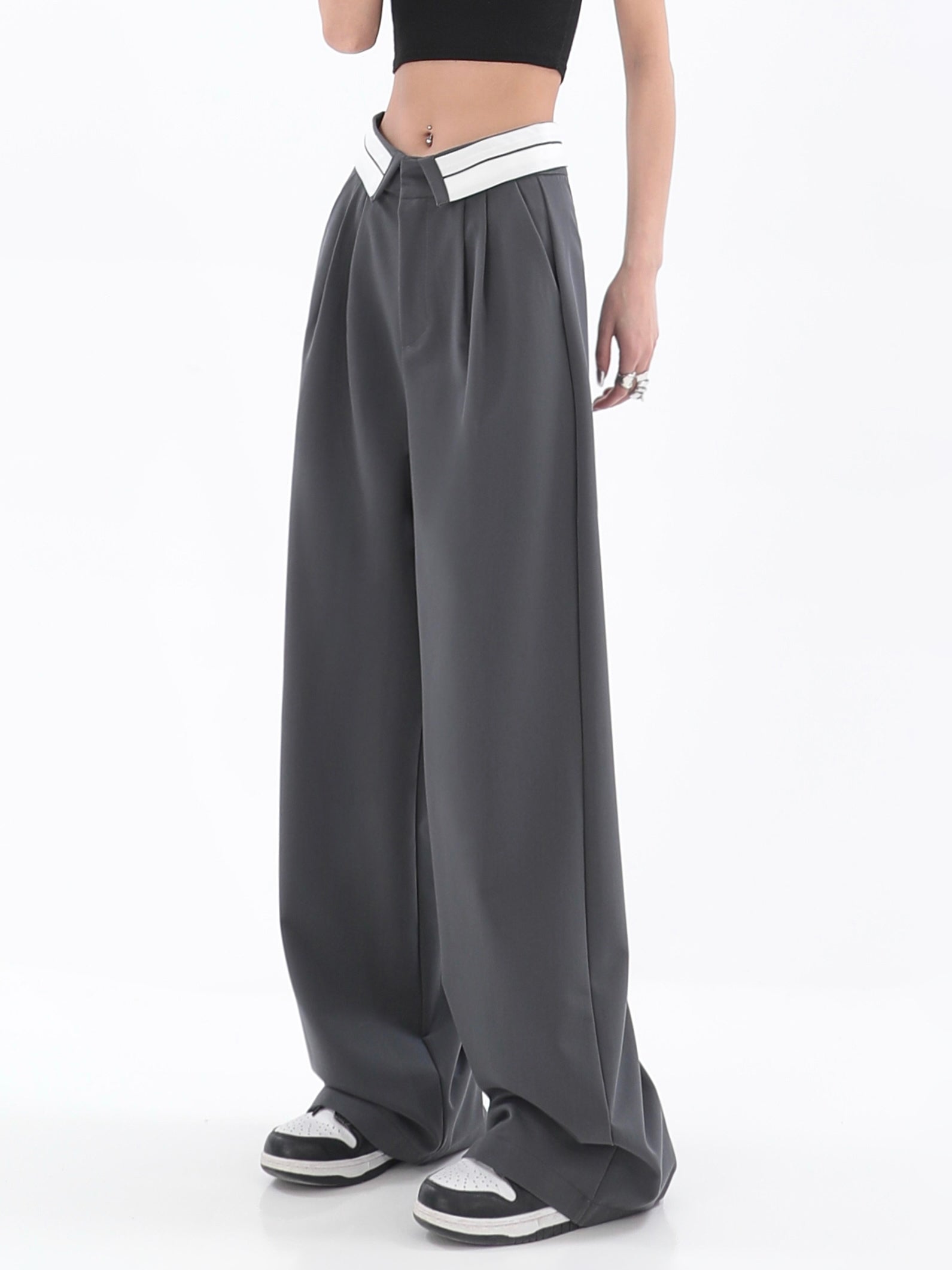 Fold-Over Waist Straight Pants – nightcity clothing