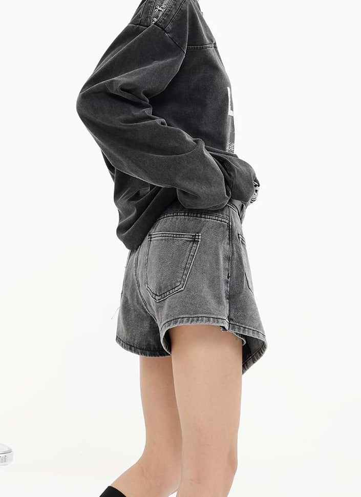 Button Skort Denim Mini Skirt