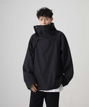 Double Zip Collar Hooded Jacket