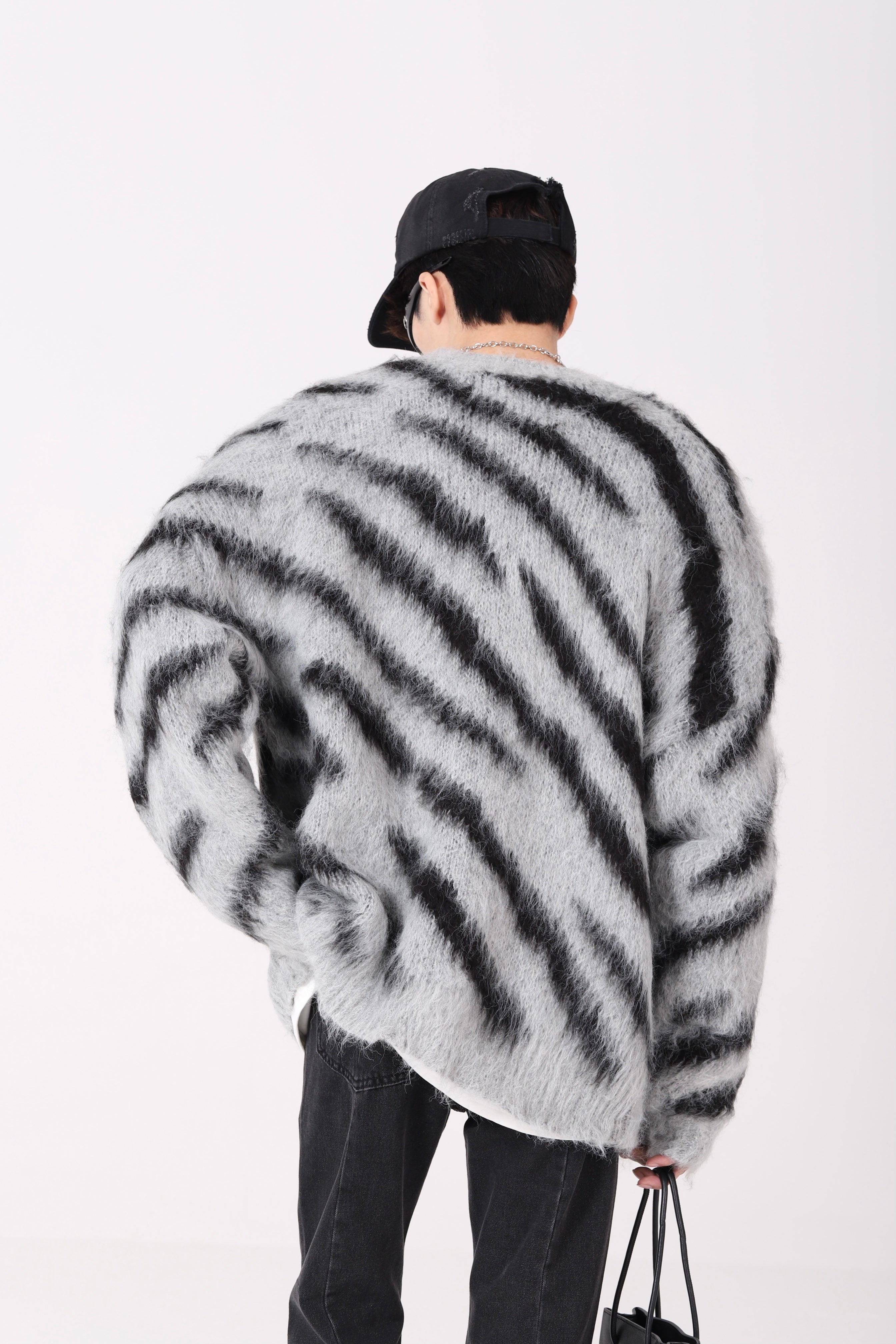 Zebra Print Fuzzy Sweater - nightcity clothing