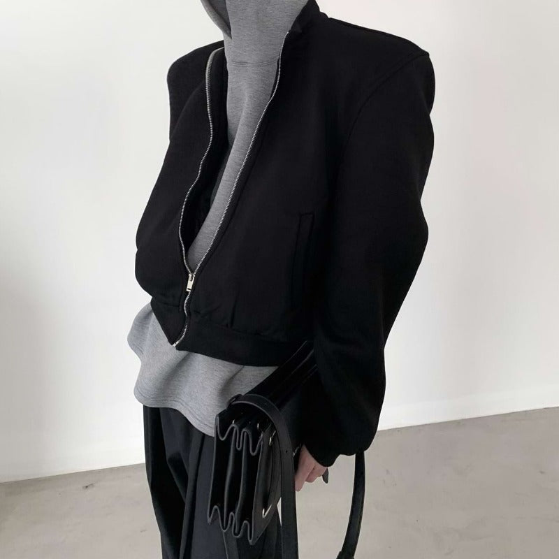 Zip Up Jacket with Shoulder Pads
