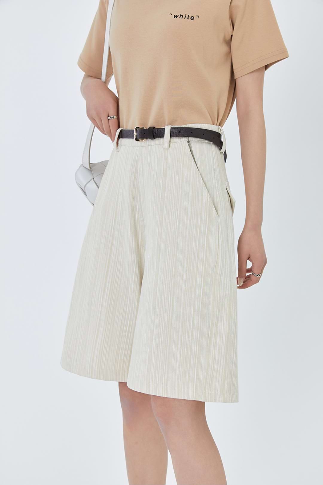 Pinstripe Midi Shorts