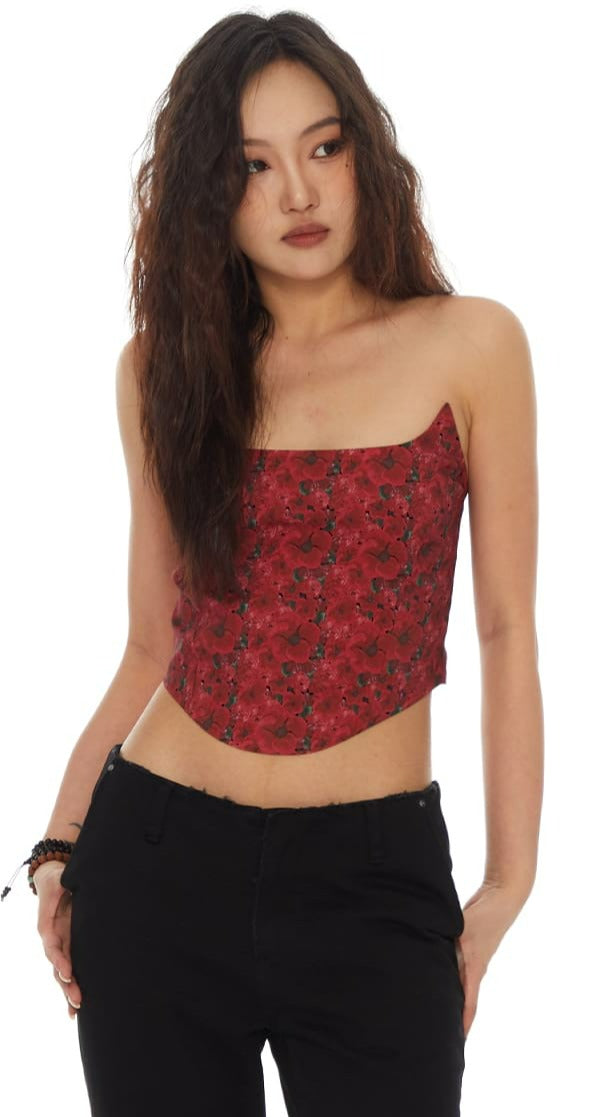 Floral Print Cropped Tube Top