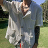Slim Crochet Short Sleeve Button Top - nightcity clothing