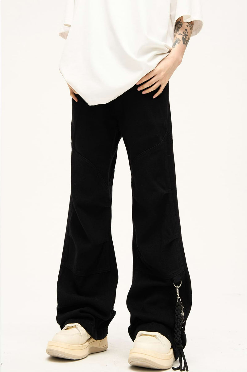 Double Side Waist Strap Pleated Pants