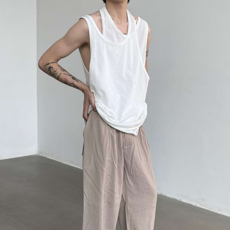 Asymmetric Mock-Layered Tank Top