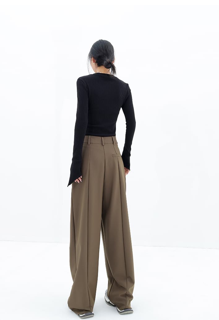 Wide Leg Multi-Pleated Pants - nightcity clothing