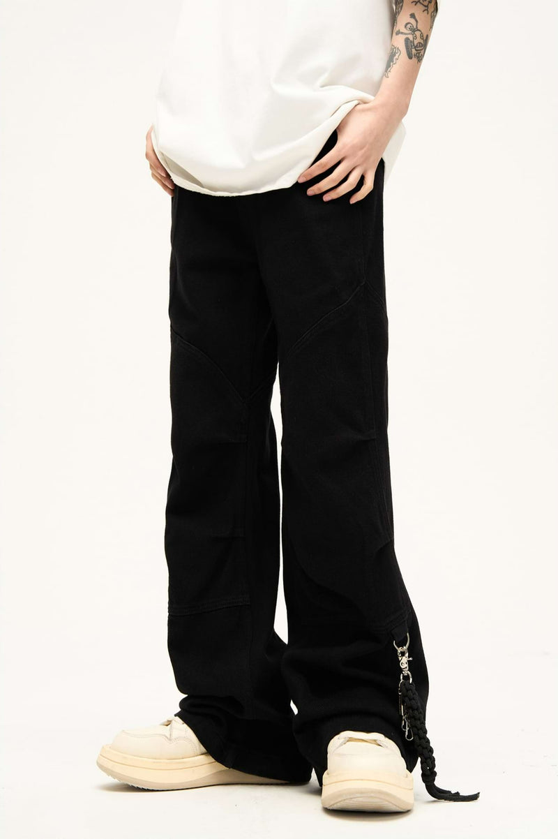 Double Side Waist Strap Pleated Pants