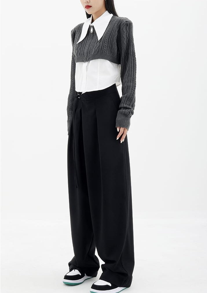 Textured Cropped Cardigan and Sleeveless Blouse Two-Piece Set - nightcity clothing