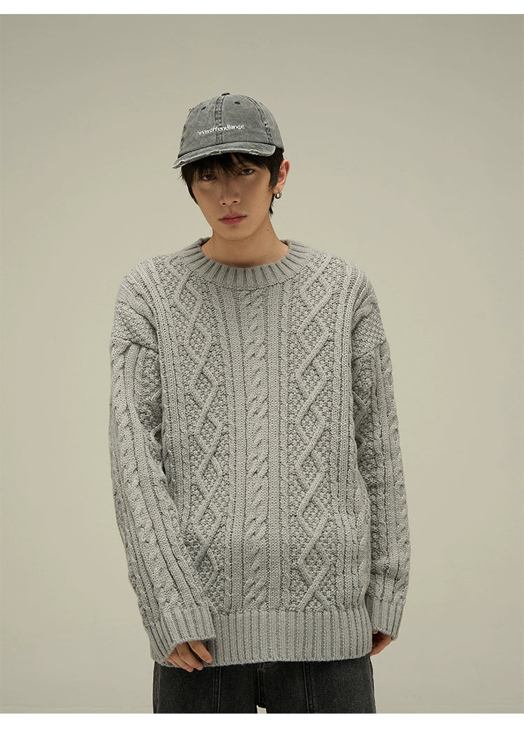 Cable Knit Crewneck Oversized Sweater