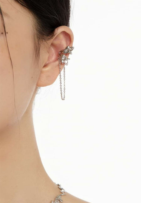 Flower Ear Cuff with Link Chain - nightcity clothing