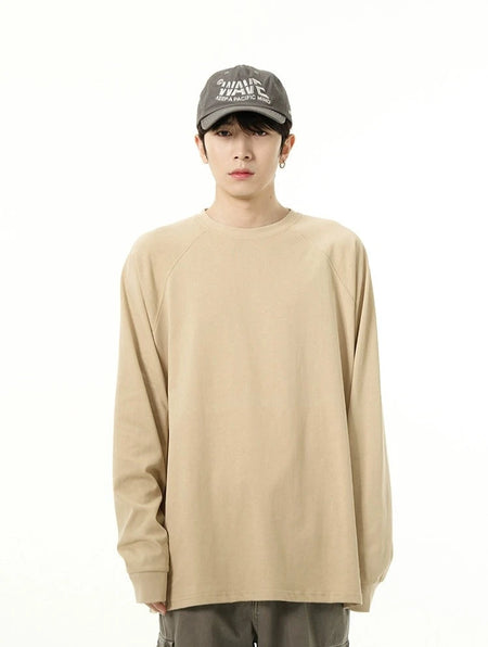 Oversized Long Cuff-Sleeve Crewneck Tee