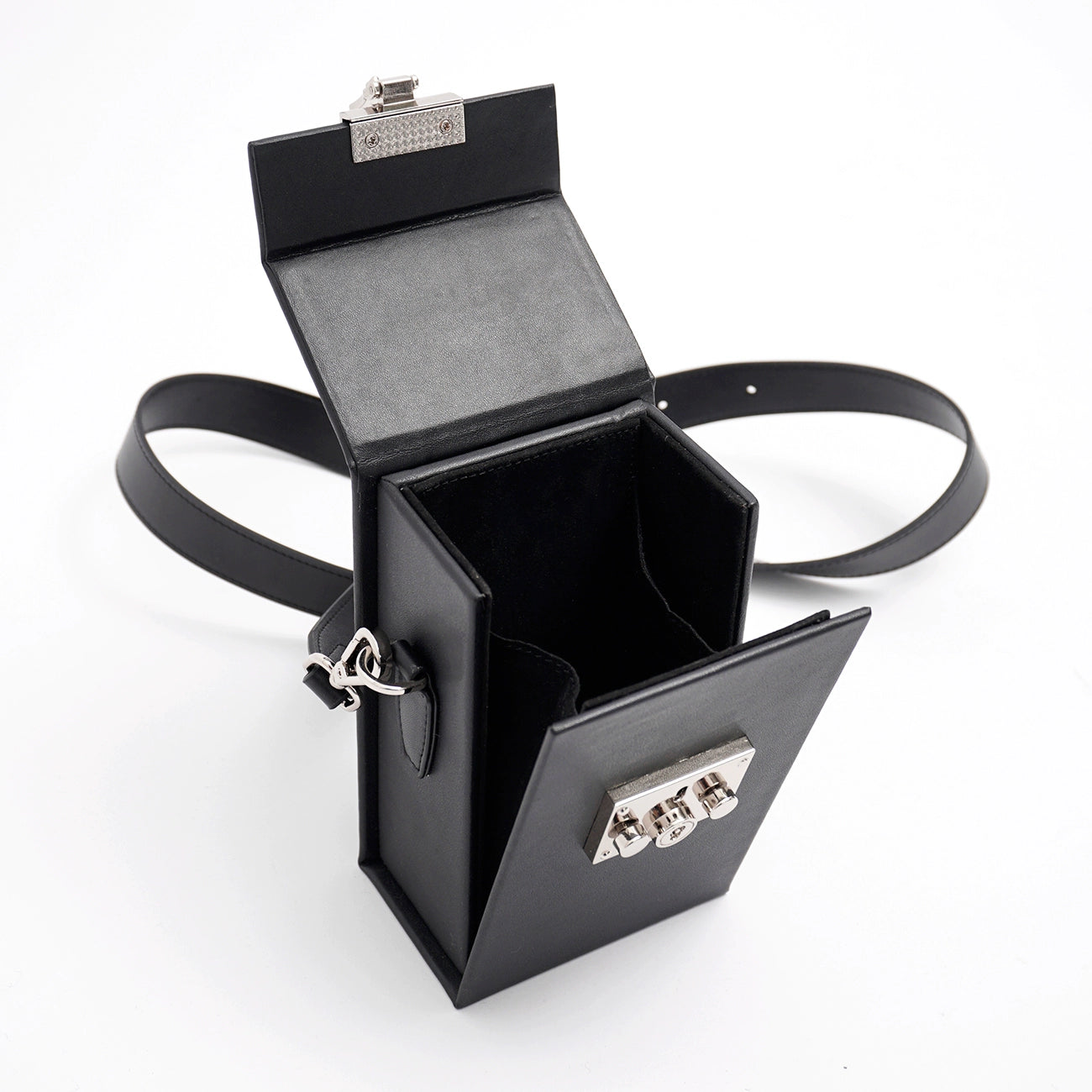 Crossbody Leather Box Bag with Metallic Clasp