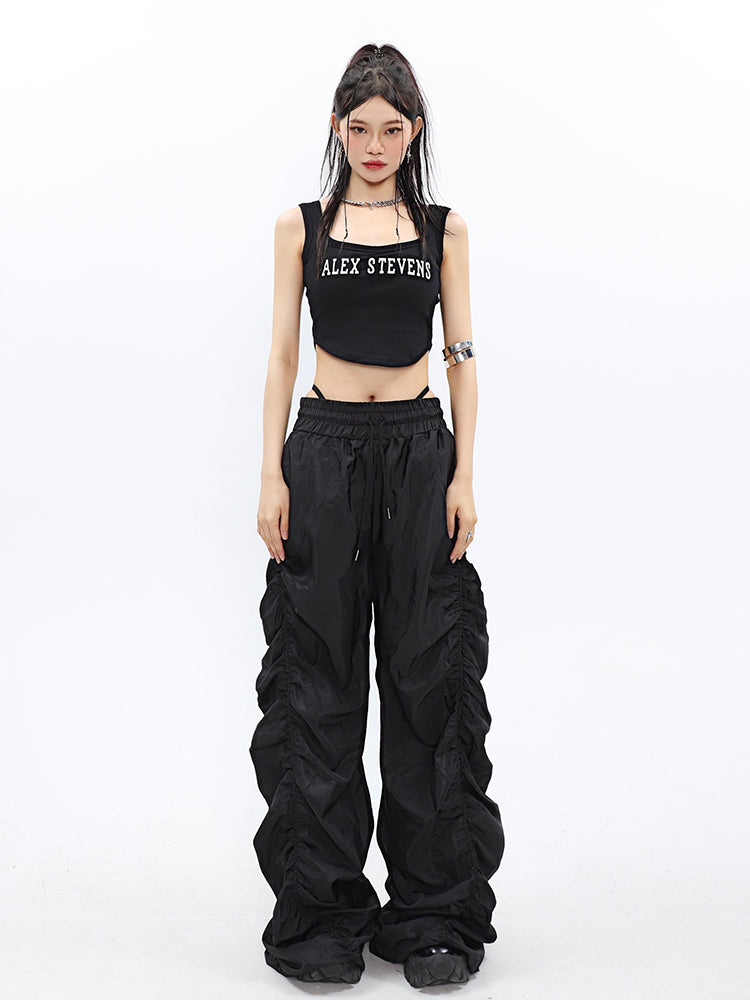Ruched High-Waisted Jogger Pants - nightcity clothing