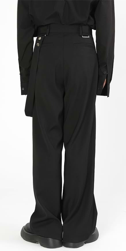 Wide Leg Pleated Pants with Strap