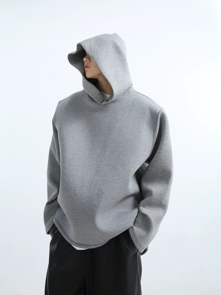 Oversized Button No-String Pullover Hoodie