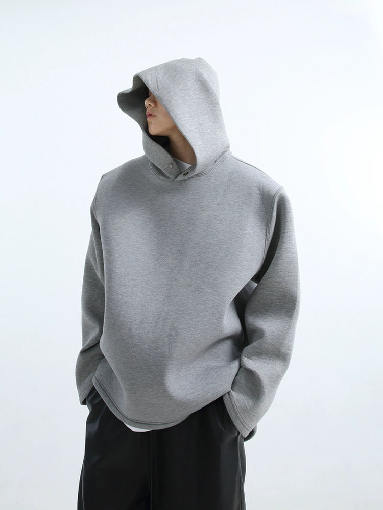 Oversized Button No String Pullover Hoodie