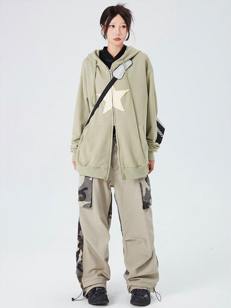 Oversized Double-Zip Star Hoodie - nightcity clothing