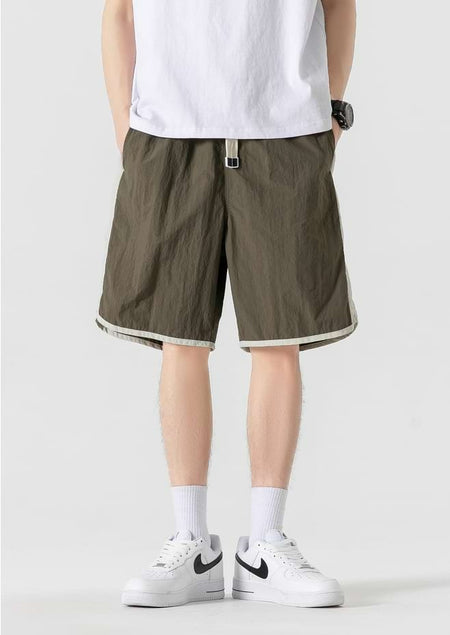 Color Block Elastic Waist Track Shorts