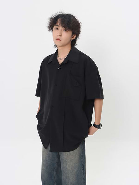 Oversized Lightweight Button Shirt with Pocket - nightcity clothing
