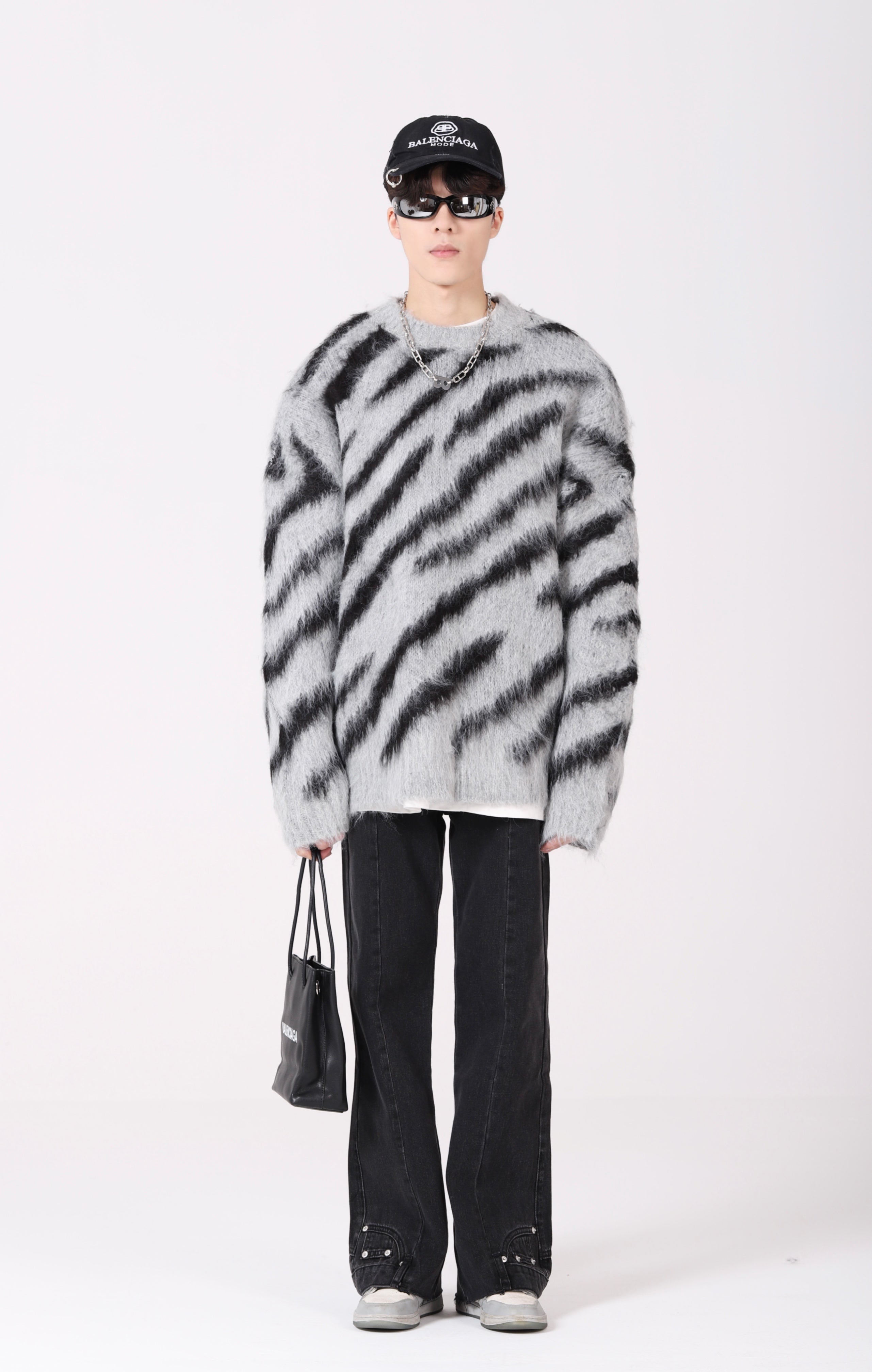 Zebra Print Fuzzy Sweater - nightcity clothing